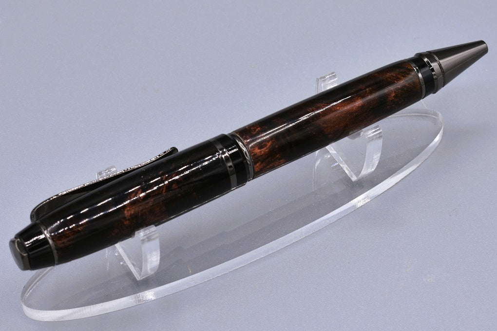 Handmade Cigar twist pen. Black & copper resin.