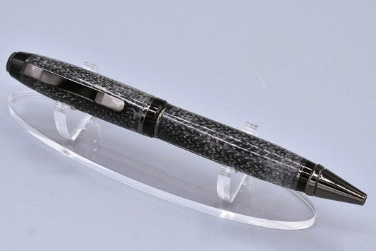 Handmade Cigar twist pen. Black cable sleeve, resin.