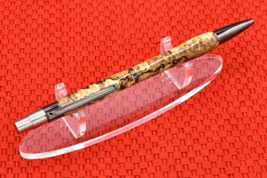 Handmade New Slim click pen. Spalted Apple wood.