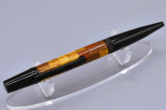 Handmade Knurl twist pen. Mulberry, Granadillo, Padauk woods.