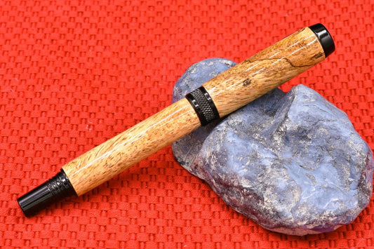 Handmade Knurl Rollerball pen. Spalted Mango wood.