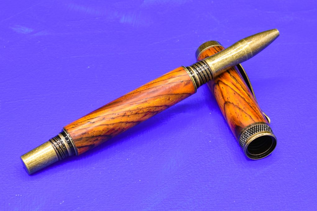 Handmade Knurl rollerball pen. Cocobolo wood.