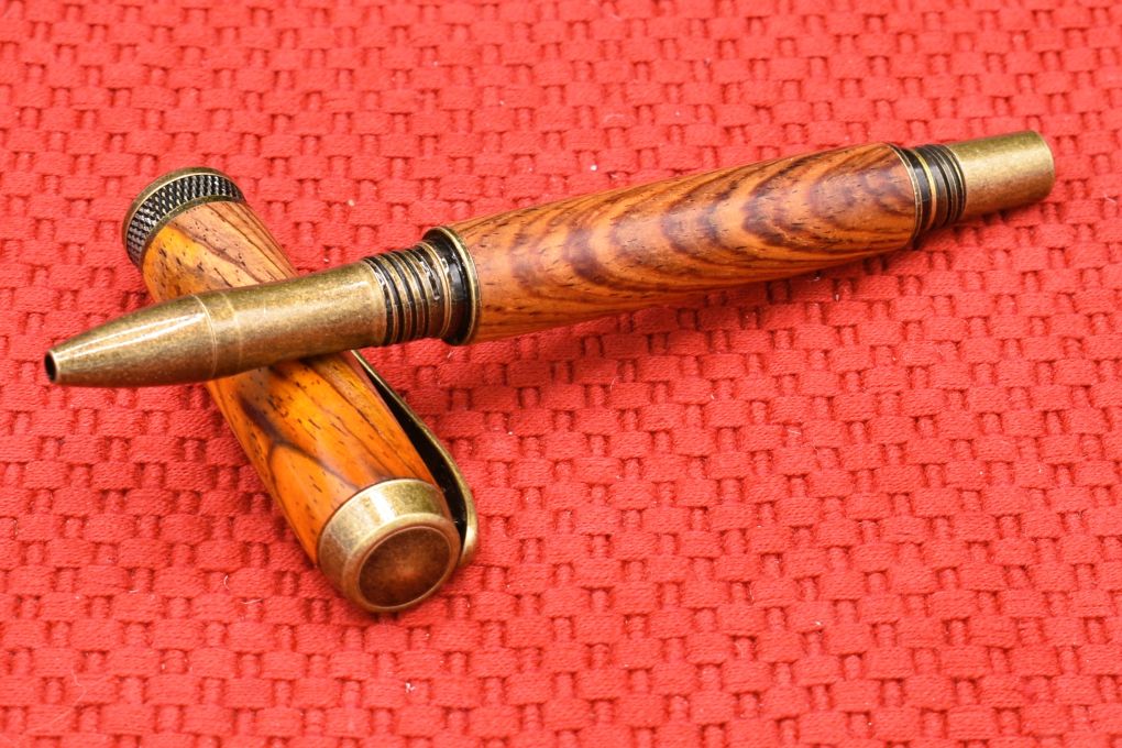 Handmade Knurl rollerball pen. Cocobolo wood.