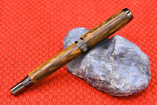 Handmade Knurl rollerball pen. Bocote wood.