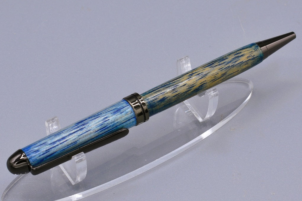 Handmade Round Top twist pen. Dyed Hickory wood.