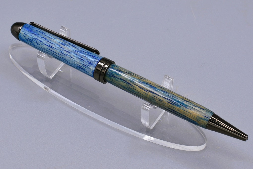 Handmade Round Top twist pen. Dyed Hickory wood.