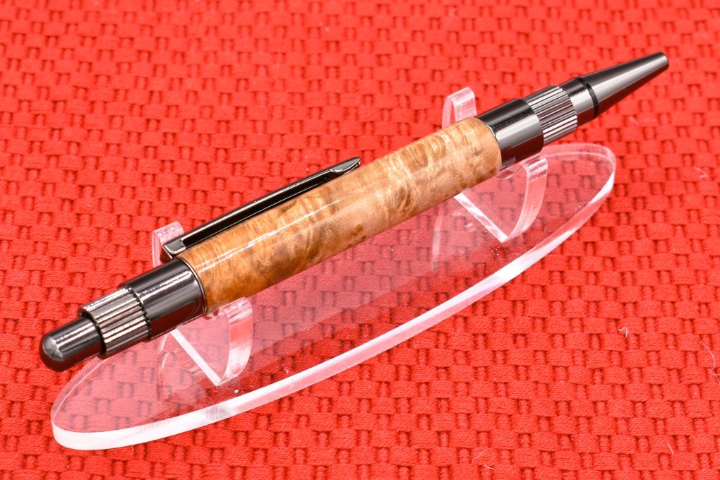 Handmade Gear click pen. Maple burl wood.