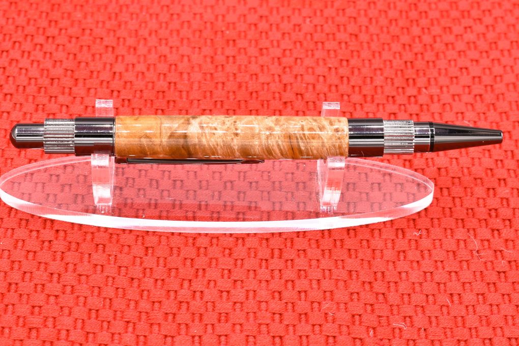 Handmade Gear click pen. Maple burl wood.