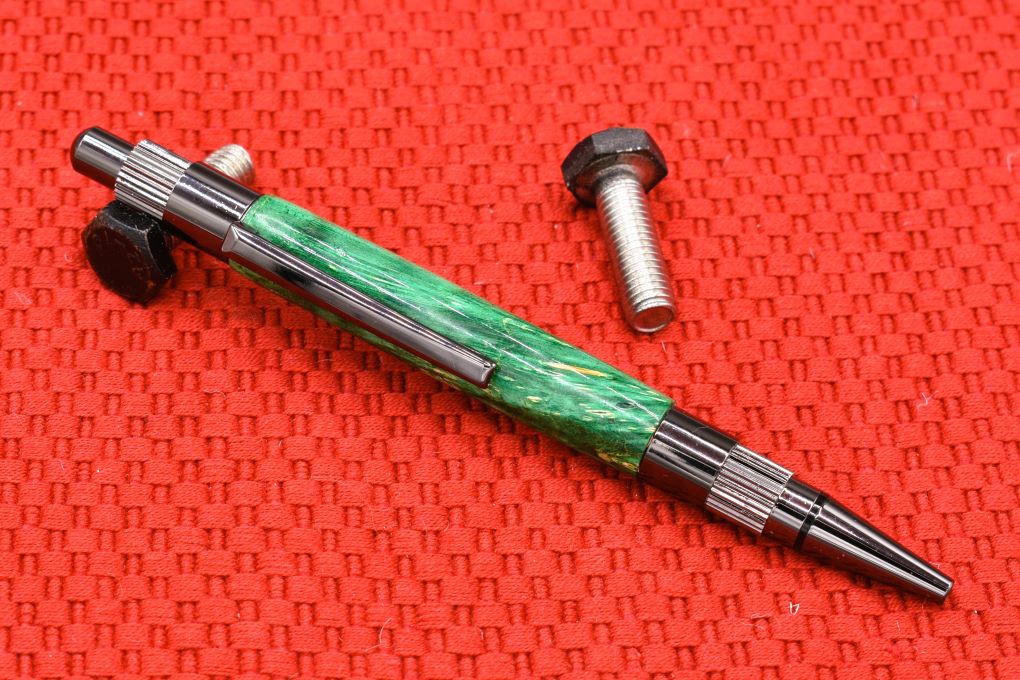 Handmade Gear click pen Box Elder burl wood.