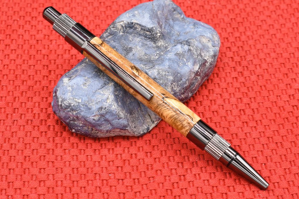 Handmade Gear click pen. Oak burl wood.