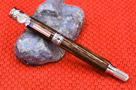 Handmade Patriot Rollerball Pen. Curupau wood.