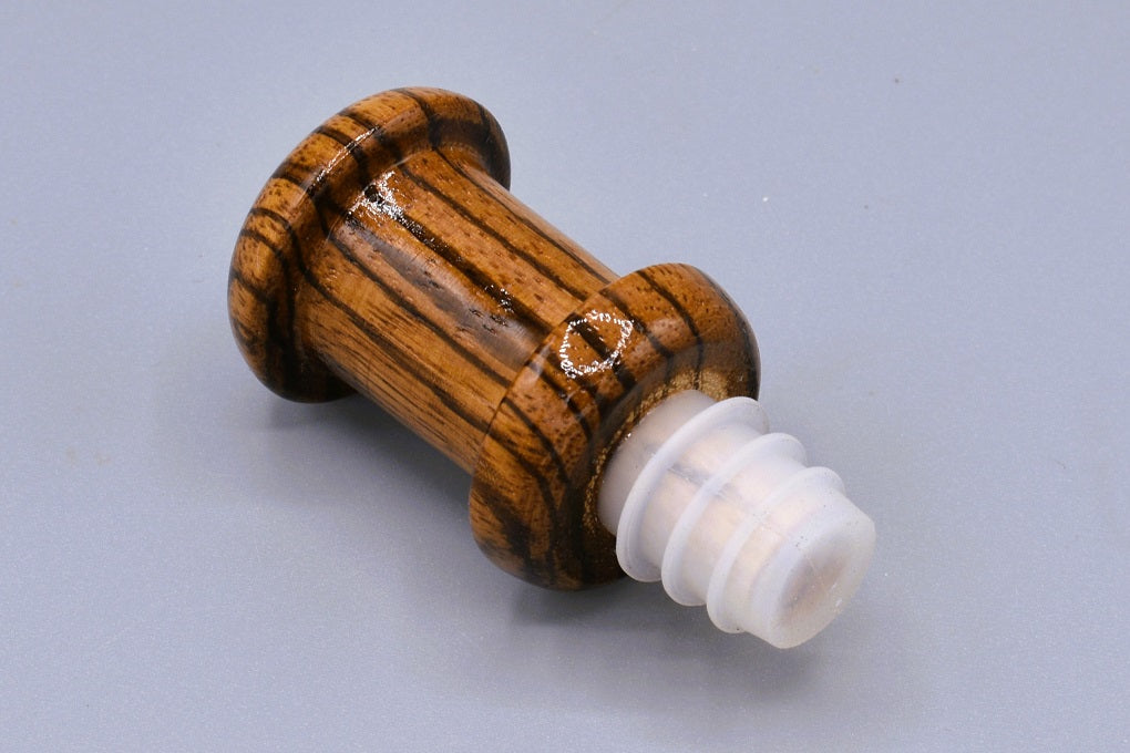 Handmade Silicone Bottle Stopper. Zebra wood.