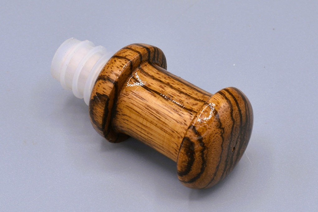 Handmade Silicone Bottle Stopper. Zebra wood.