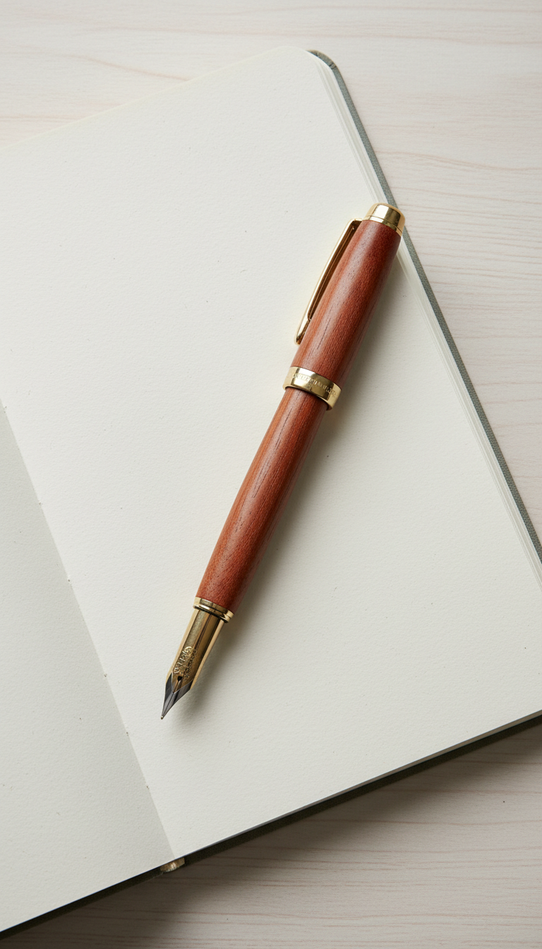 Rosewood fountain pen with gold nib